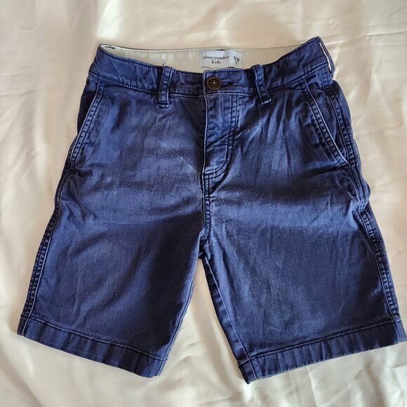 ABERCROMBIE Kids Boys Shorts Size 9-10 Navy Chino Flat Front Adjustable Waist - Picture 1 of 8